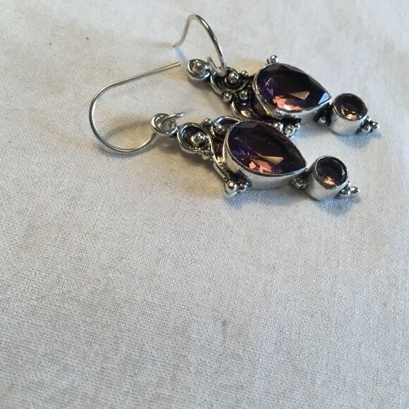 NWOT. Sterling Silver Amethyst Earrings - Picture 7 of 16